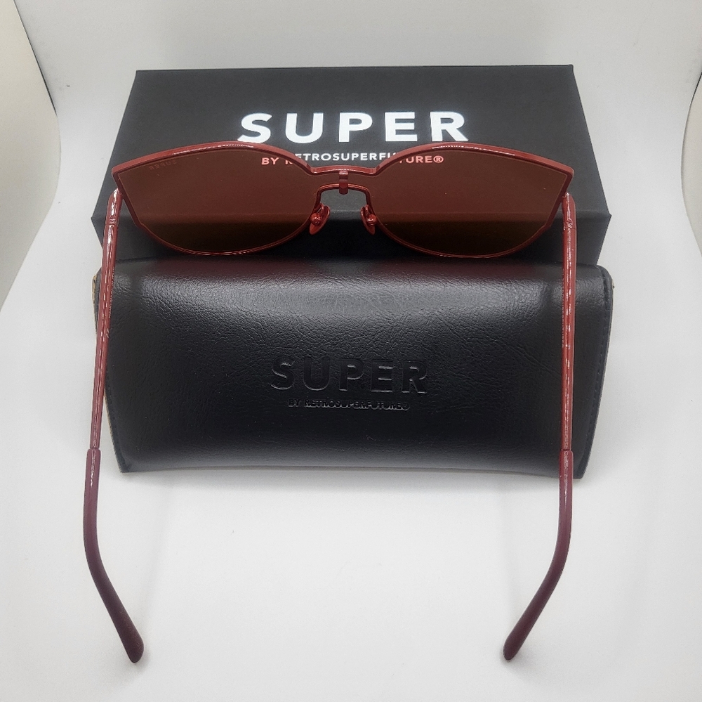 New RetroSuperFuture Red Tint Lens/Frame Women Butterfly Cateye Sunglasses Italy - Picture 3 of 7